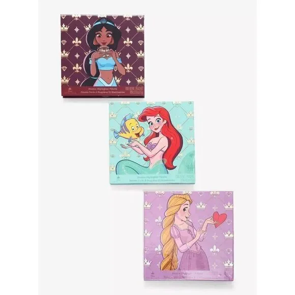 Disney Official Jasmine, Ariel Mermaid, Rapunzel Eyeshadow Palette Set